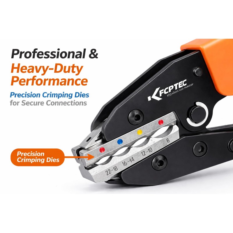 KF CPTEC Professional Heavy-Duty Ratcheting Crimping Tool – Adjustable for