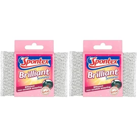 Spontex Brilliant Scourer Non-Scratch - Pack Of 2