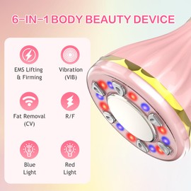 Cellulite Massager, 6-in-1 Anti Cellulite Massager, Cozion Cavitation Machine, EMS R/F Beauty Machine, IPX6 Waterproof for Body and Face Skin Tightening, for Home Use