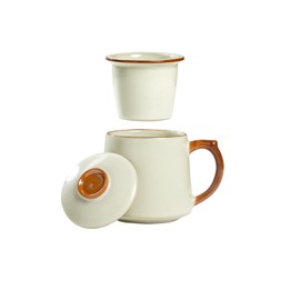 HAFTOLYR Ceramic tea cups, tea infuser mugs, tea cup with infuser and lid，with filters and lids, bright and colorful for making tea, coffee and other beverages, with a capacity of about 400ml. (202)