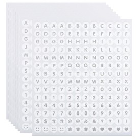 1344 Pieces Small Letter Number Stickers, 0.5 Inch Capital Alphabet Numbers Punctuation Stickers for Scrapbook,Crafting - White