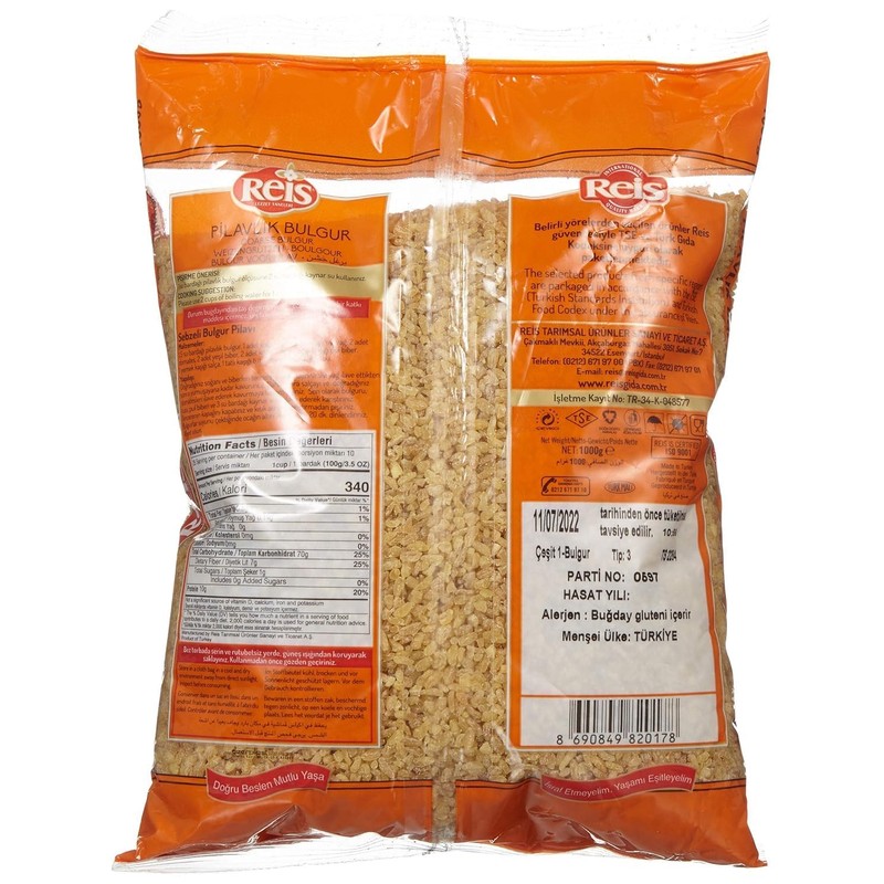Reis Coarse Bulgur, Wheat Berries, Bulgur Wheat for Pilafs, Meals