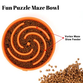 Slow Feeder Large Dog Bowls for Large Medium Dog Non Slip Maze Puzzle Bowl Pet Slower Food Feeding Dishes Interactive Bloat Stop Dog Bowl Preventing Choking Healthy Dog Bowl,Orange