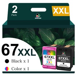 67XXL Ink Cartridges Combo Pack Replacement for HP 67 XL 67 Ink Work for Envy 6000 6055 6055e 6400e 6455e 6458e Envy Pro 6455 6458 (1 Black, 1 Color)
