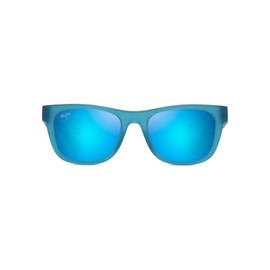 Maui Jim Kaulike Square Sunglasses, Matte Trans Blue/Blue Hawaii Polarized, Large
