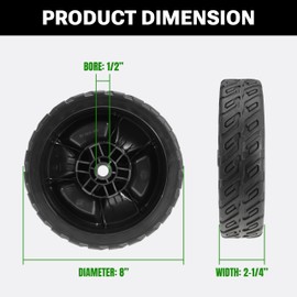 8" Lawn Mower Rear Wheel Replace 42710-VR8-N00ZA for Honda HRN216 VKA, HRN216 VKAA, HRN216 VLA, HRN216 VLAA, HRN216 VYA, HRN216 VYAA, HRR2169 VKA (2 x Rear Wheels)