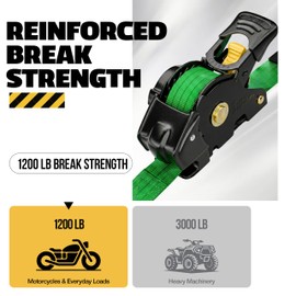 AUGO Retractable Ratchet Straps | 2 Heavy Duty Ratchet Straps Self Retractable Tie Downs with Soft Loops & Storage Bag for Motorcycle, Truck, Trailer, Cargo Van | 1200 Lb Break Strength 1” x 10’