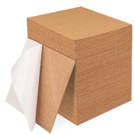 GNIEMCKIN 100 Pack Self Adhesive Cork Squares, 6 x 6 Inches Cork Backing for Coasters, Cork Squares for DIY Crafts and Coasters, Natural Soft Wood with Strong Adhesion Backing, 2 mm Thick