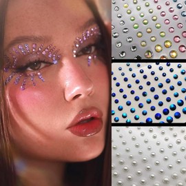 Face Gems Mermaid Face Jewels Rhinestone Stickers Self Adhesive Eye Body Face Crystal AB Makeup Diamonds Pearls Face Tattoo Face Jewels Stick on DIY Nail Face Rave Festival Accessories