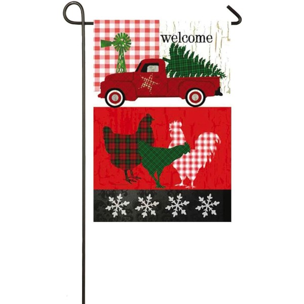 Evergreen Flag & Garden Flag. Christmas Evergreen Festive Farmhouse Suede