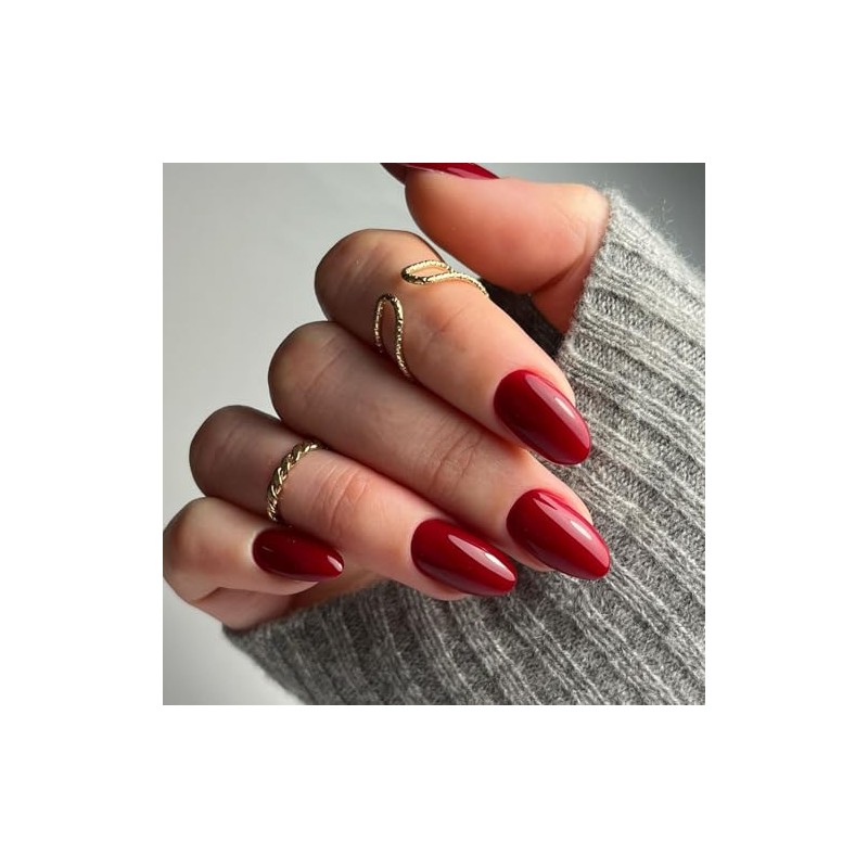 SXVME Uñas Postizas Rojo Vino, Uñas Postizas Cortas Ovaladas Redondas