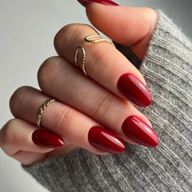 SXVME Uñas Postizas Rojo Vino, Uñas Postizas Cortas Ovaladas Redondas Rojo Cereza, Uñas Postizas Cortas Almendradas De Invierno, Uñas Postizas Acrílic