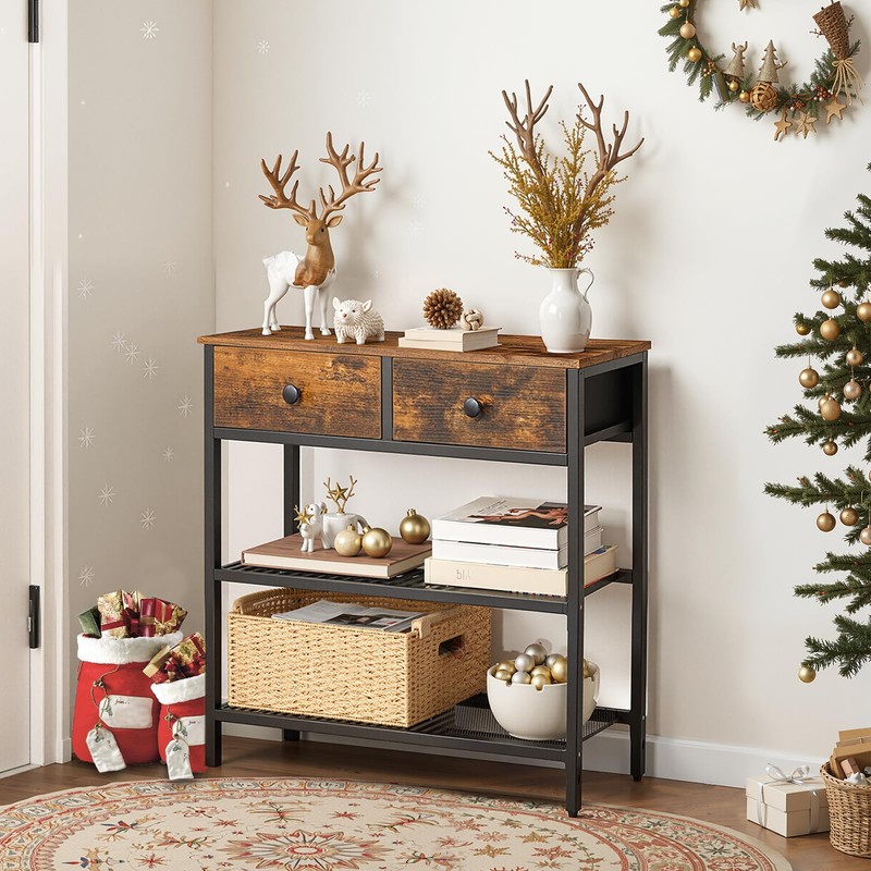 HOOBRO 29.5" Narrow Console Table with 2 Fabric Drawers, Sofa