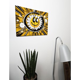 The Plum Penguin Whimsical Daisy Pop Art Wooden Wall Decor – A4 MDF Yellow Retro Style Panels Canvas Alternative 40 x 30cm