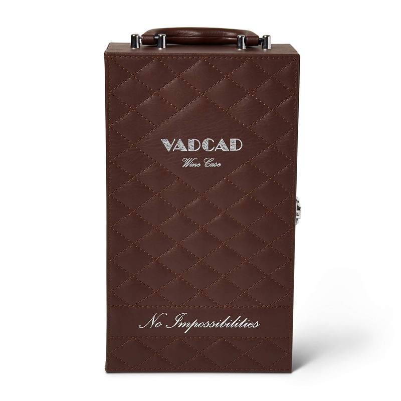 VADCAD Brown 2 Bottle Wine Carrier Case with 4 Piece