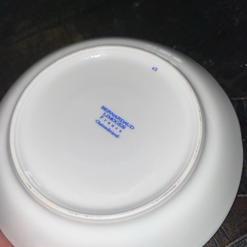 Bernardaud Limoges Chateaubriand Blue Footed Coffee Cup W/saucer And Bread