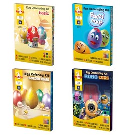 Coloring Kit Golden Pearl - Egg Decorating Kit Robo Eggs, Faces Eggs & Kit Basic - Complete Decorative Eggs Set with Dye Tablets, Stickers, Egg Spinner, and More - Arts and Crafts for Kids (Pack of 4)