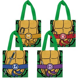 Ninja Superhero Party Favor Bags 12 Pack, 11.8 x 9.8 x 3.9 Inches Large Size with Handles, Reusable Non Woven Gift Bags Birthday Party Decorations