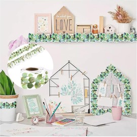 2 Sides printed Bulletin Board Borders Classroom Decor Bulletin Decor Spring Decorations Eucalyptus Die-Cut Wall Sign Spring Trim Decals Tropical Leaves Greenery Wall Restroom Decoration Green (98ft)