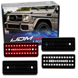 iJDMTOY Black-Out Smoked Lens White Front & Red Rear Full LED Side Marker Light Kit Compatible with 2015-2018 Mercedes W463 G-Class G500 G550 G55 G63 G65 AMG