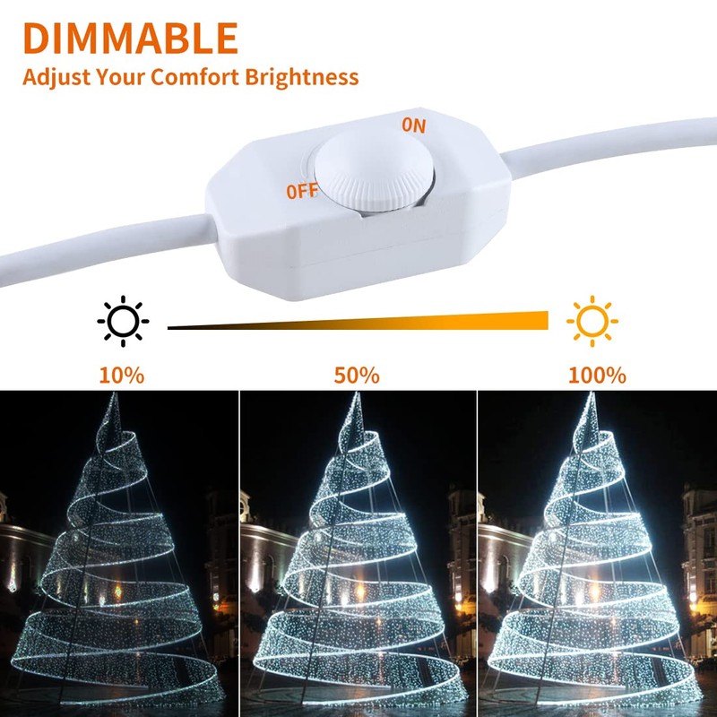ISUERFY 12M/40ft Dimmable LED Rope Light, Cuttable Waterproof Indoor Outdoor