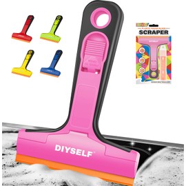 DIYSELF-Razor-Blade-Scraper, 1 Pack Razor Blade Scraper, Extra 5 PCS Orange Plastic Blades, Razor Blade Scraper Tool for Cleaning, Glass Scraper for Windows, Razor Scraper Tool for Car, Cooktop