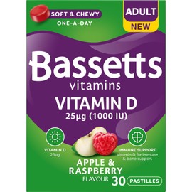 Bassetts Adult Vitamin D 25µg (1000 IU) Apple & Raspberry 30 Gummies