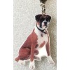 Boxer Dog Sitting Flat Acrylic Bag Purse Charm Dangle Zipper