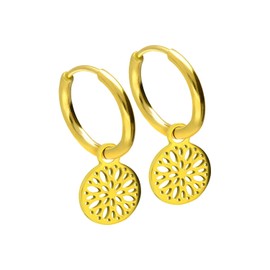 FILANGO 1 Pair Surgical Steel Ear Clicker Hoop Earrings Mandala Choice of Colours and Sizes, Stainless Steel