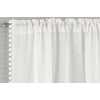Tyrone Textiles Ltd Tahiti White Pom Pom Trim Linen Look