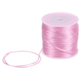 sourcing map 1.5mm Nylon String Cord 60 Yards Nylon Satin String Bracelet String Chinese Knotting Cord Beading Thread for Jewelry Making Braided Necklaces Macrame Trim Craft Pink