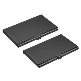 YOKIVE 2 Pcs Business Card Holder, Flip Cover Style | Keep Cards Neat, Great for Office, Home, Daily Use (Black, 3.66x2.36x0.32-Inch)