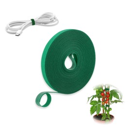 Amzlysdok Plant Tape for Climbing Plants,Reusable Garden Tie Tape with Double-Sided Adhesive,Plant Twist Tie,Green Nylon for Outdoor Gardening,Tomato Plant Support,Cable Organization(32.8ft x0.47in)