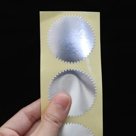 FSSTUD 200 Pieces Metallic Seal Stickers with Serrated Edge Round Envelope Seal Labels, Notary Embossing Seal, Greeting Cards, Sealing Stickers, Foil, Award, Certificate, Stickers,