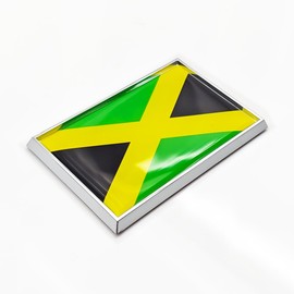 Perdecor Jamaica Flag Sticker Emblem Decal Jamaican Car Chrome Flags, 2 Pack, 3 x 2 inches