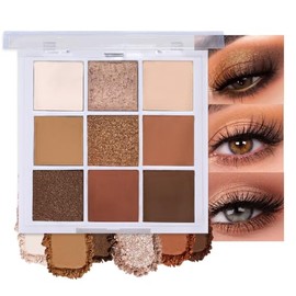 evpct Paleta de sombras de ojos con purpurina ahumada, 9 colores nude marrón, beige, champán, mate, metálico, brillante, sombra de ojos, maquillaje pa