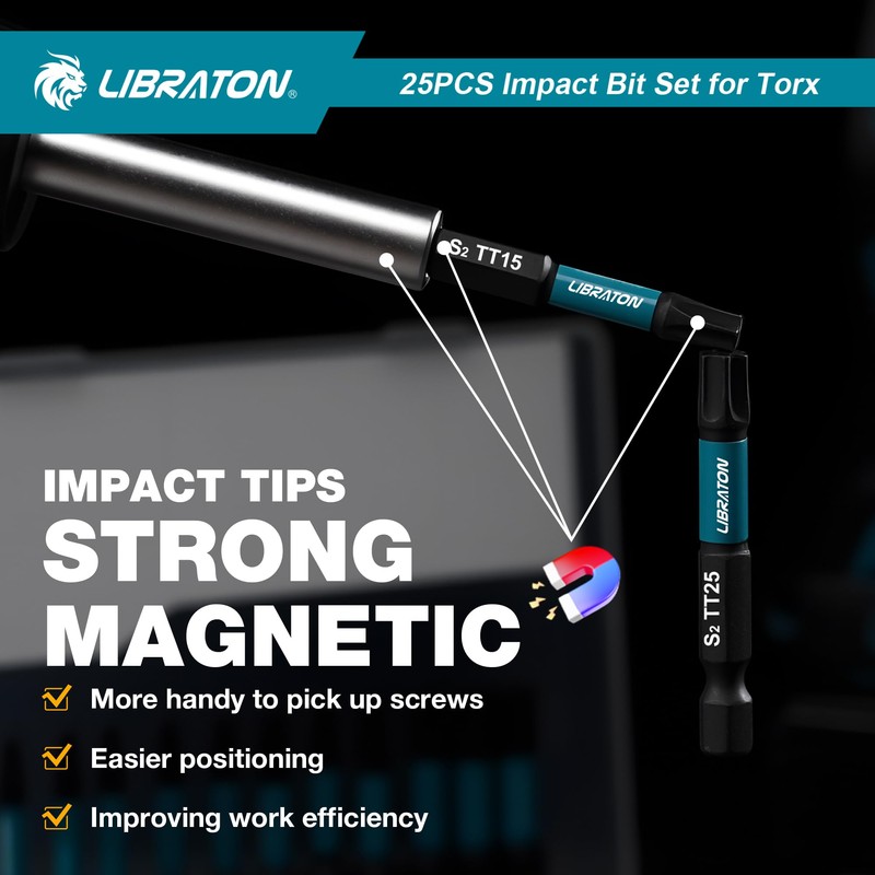 LIBRATON Security Torx Bit Set, 25-Piece Tamper Proof Star Bits