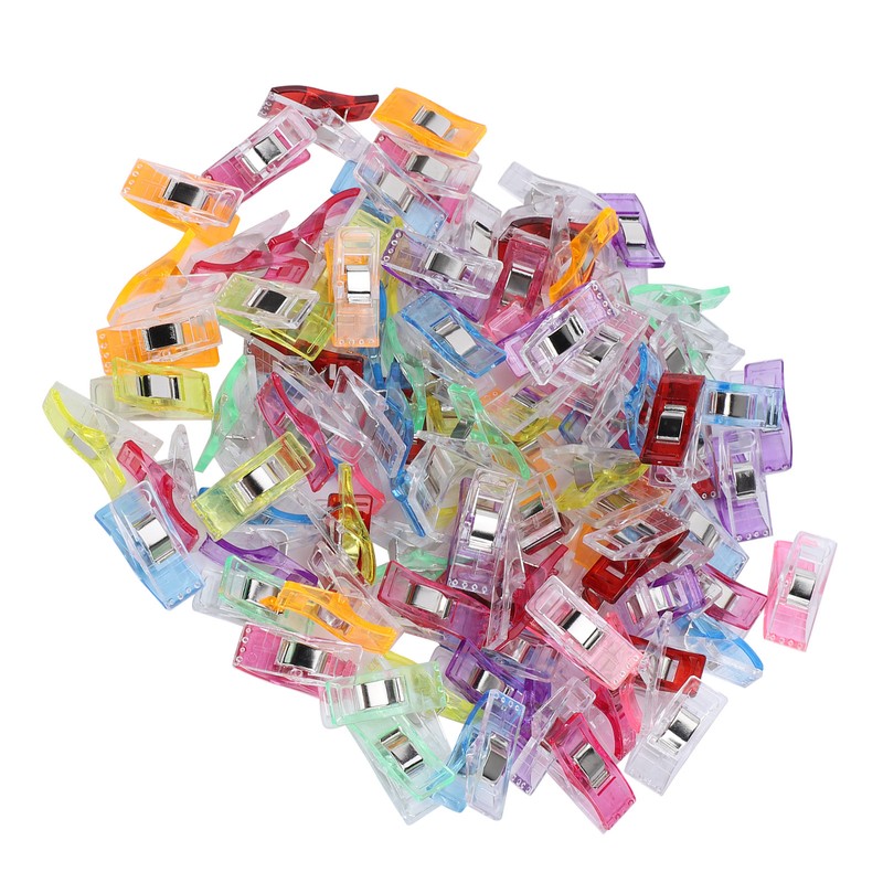 100Pcs Hemming Clips DIY Colorful Plastic Fabric Cloth Craft Clip