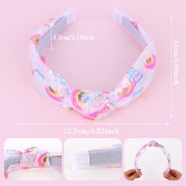 AMCAMI 1 Pack Rainbow Headband for Girls, Fashion Knotted Headband, Kids Hair Bands for Little Girls Birthday & Daily Wear