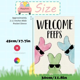 Welcome Peeps Easter Garden Flag, Double Sided, 12x18 inches, Bunny Design