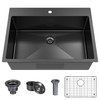 28 x 20 Inch Black Drop In Kitchen Bar Sink,