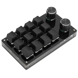 Teclado Mecánico Programable con una Sola Mano, Teclado Macro Programable RGB de 12 Teclas con Perilla Plug And Play Teclado Mecánico Multifuncional para Juegos Teclado de Función(negro completo)