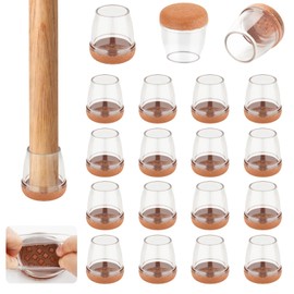 XSL-TJH Chair Leg Floor Protector with Felt, Chair Leg Protectors for Hardwood Floors, Anti Scratch Chair Leg Covers, Silicone Chair Leg caps, Round (Brown-16Pcs, M Fit: 0.94~1.26 in)