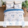Anibedding Blue Quilt Set California King,3Pieces Reversible Elegant Botanical Blue