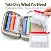 A8 Pill Pouches for Travel, 14 Reusable Pouches, Green Travel