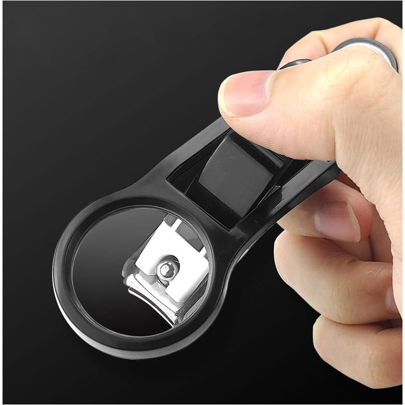 Spacmirrors Extra Large Nail Clipper with Magnifying Glass in Silver,