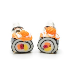 Miniblings Sushi Stud Earrings Handmade Japan Fish Asia Roll Maki A - Handmade Fashion Jewellery I Earrings Stud Earrings, Polymer Clay