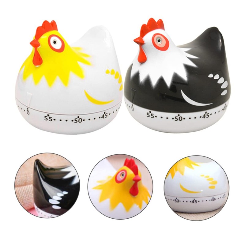 iplusmile 2pcs Cartoon Hen Timer for Cooking and Baking Mechanical