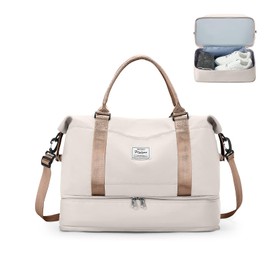 Travel Bag Women's Hand Luggage Bag Sports Bag Weekender Bag Swimming Bag Waterproof Travel Bag Duffle Bag Fitness Bag Training Bag Hospital Bag with Shoe Compartment, F10-light beige brown, Casual