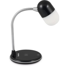 TechniSat VIOLA Table Lamp - LED Table Lamp with Bluetooth Audio Streaming and Wireless Charging for Smartphones (3 Watt Mono Speaker, Three Light Colours, Dimmable, Flexible Lamp Neck) Black
